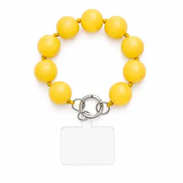 Yellow Beaded Phone Wrist Lanyard