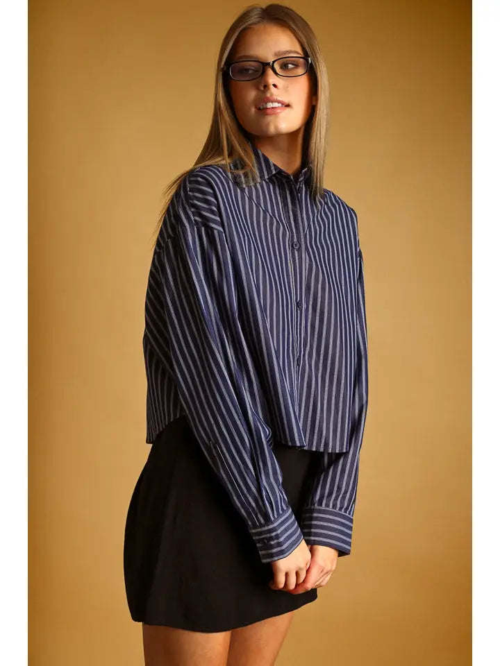 Michell Striped Crop Shirt