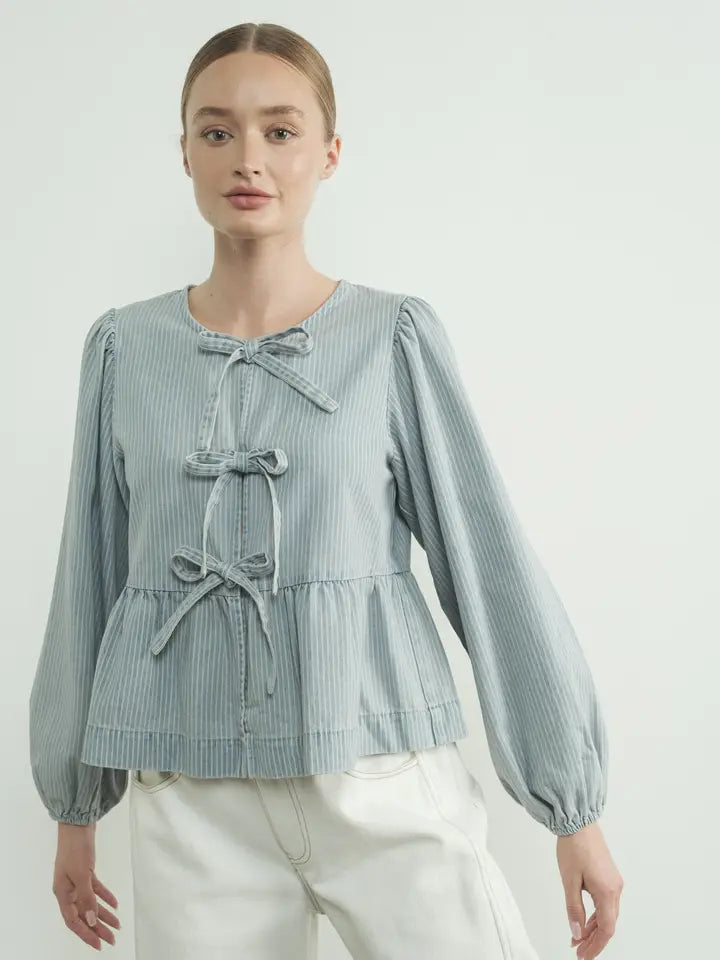Pinstripe Bow Top