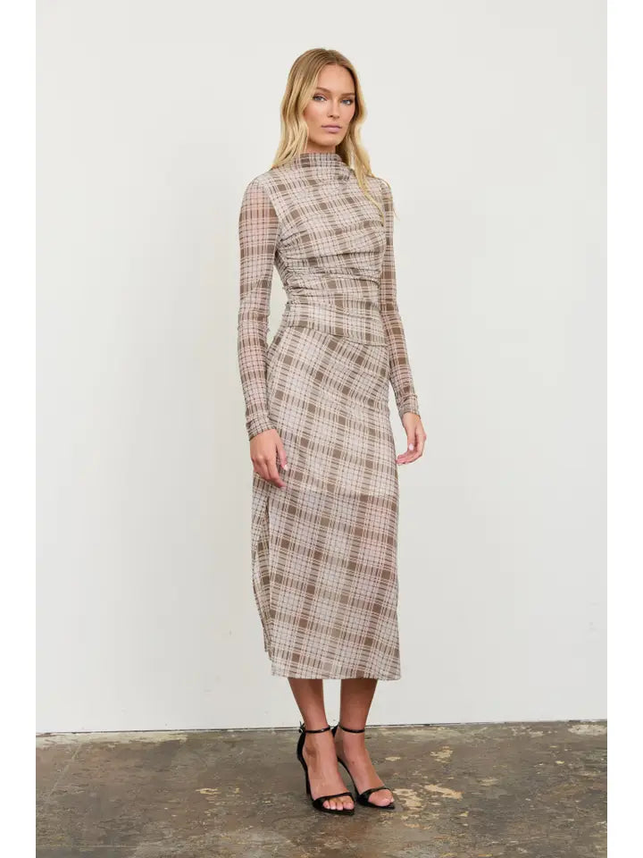 Ciara Plaid Midi Dress