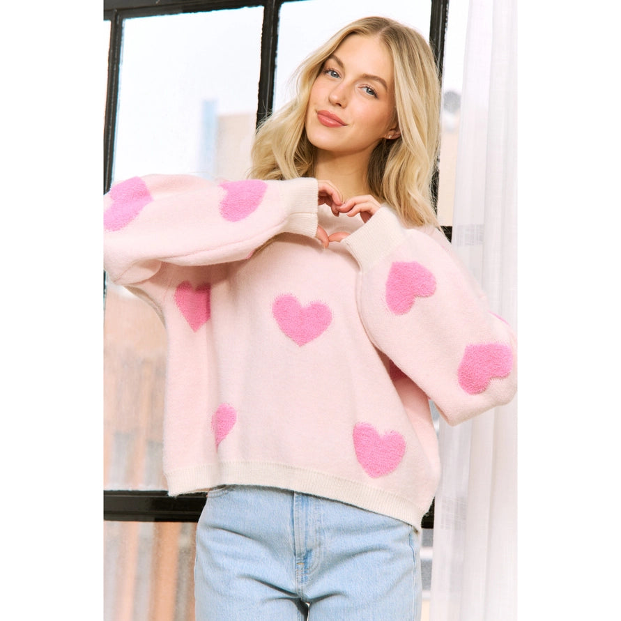 Fuzzy Hearts Sweater