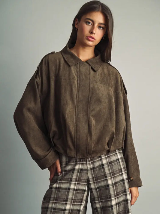 Ashley Suede Pleated Jacket