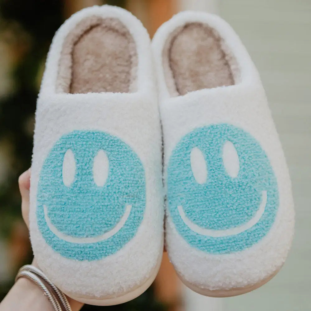 Aqua Happy Face Slippers