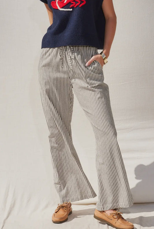 Florence Striped Wide Pants- navy stripe