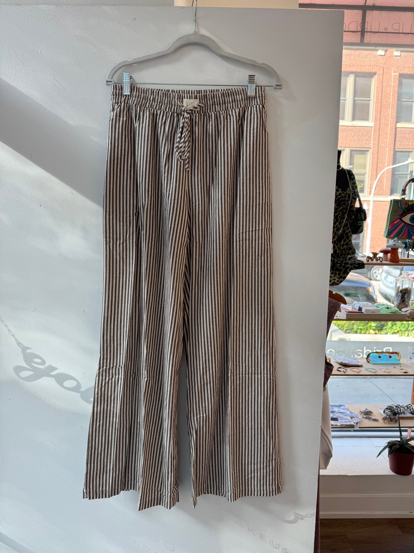 Florence Striped Wide Pants- espresso stripe