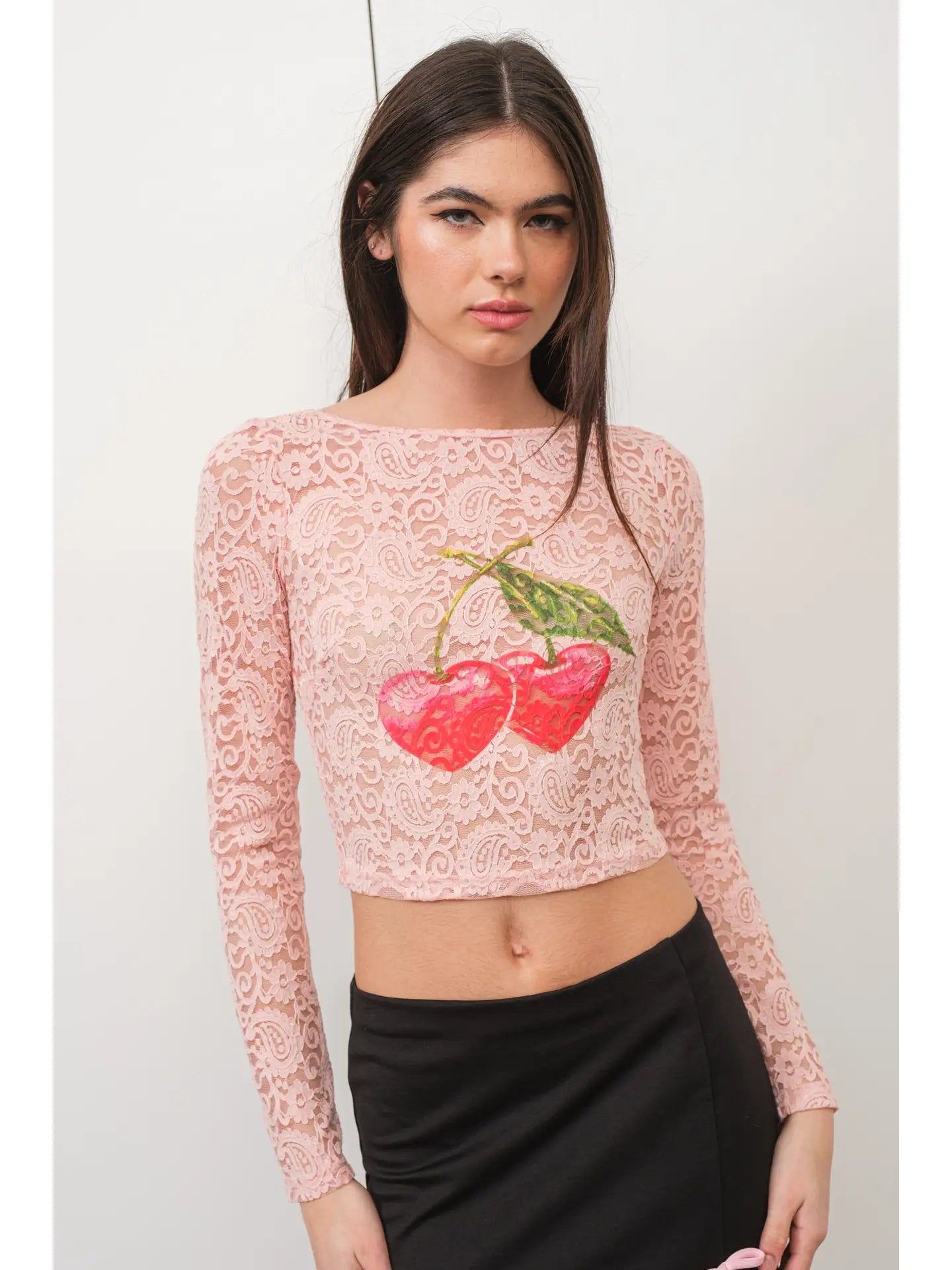 Cherry lace cropped