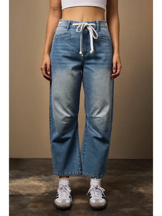 Drawstring Barrel Jeans
