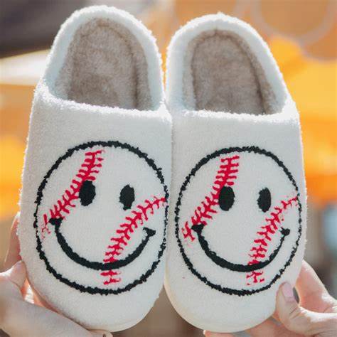 Baseball Smiley Slippers