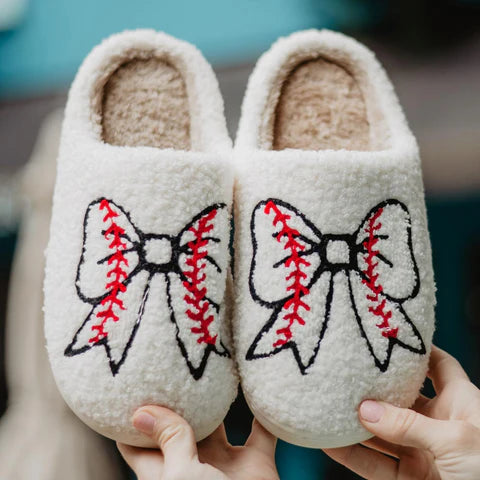 Baseball Bow Slippers