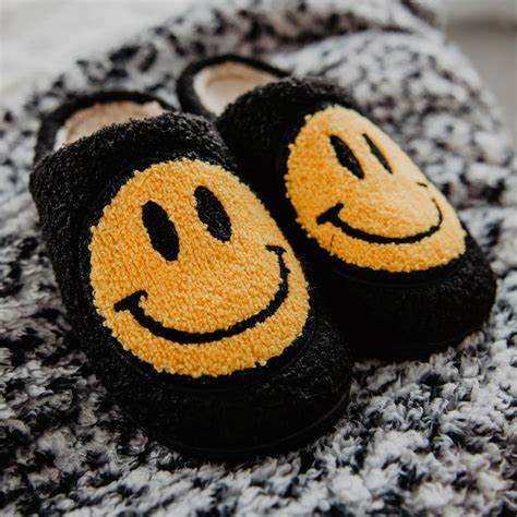 Black & Yellow Smiley Slippers