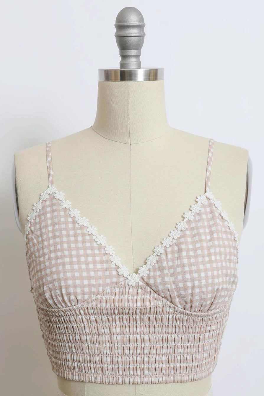 Gingham Smocked Bralette