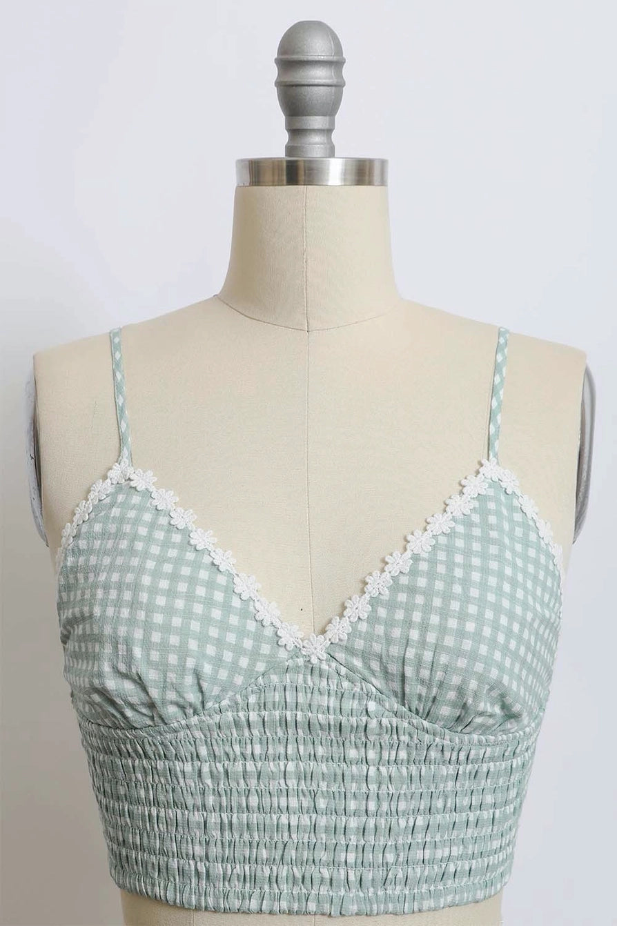 Gingham Smocked Bralette