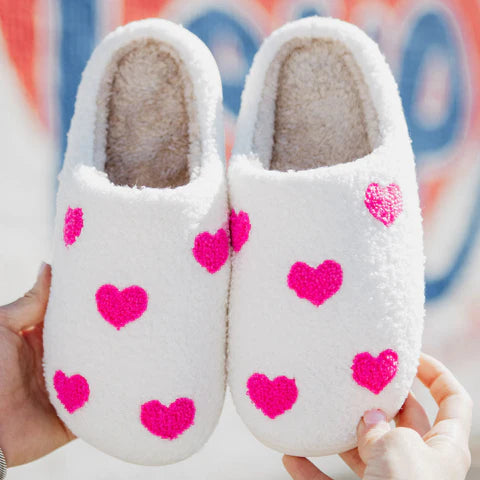 Pink Heart All Over Slippers